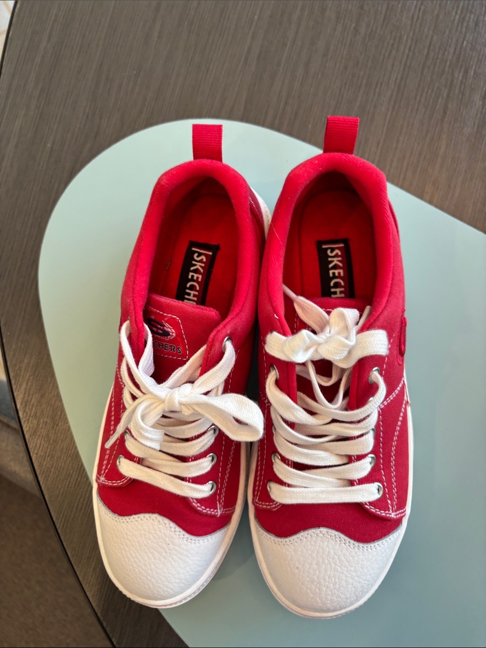 Skechers Kids Red and White Lace-Up Sneakers